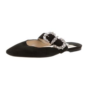 Jimmy Choo Suede Crystal Embellishments Mules